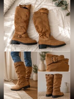 Suede-Look Tan Boots